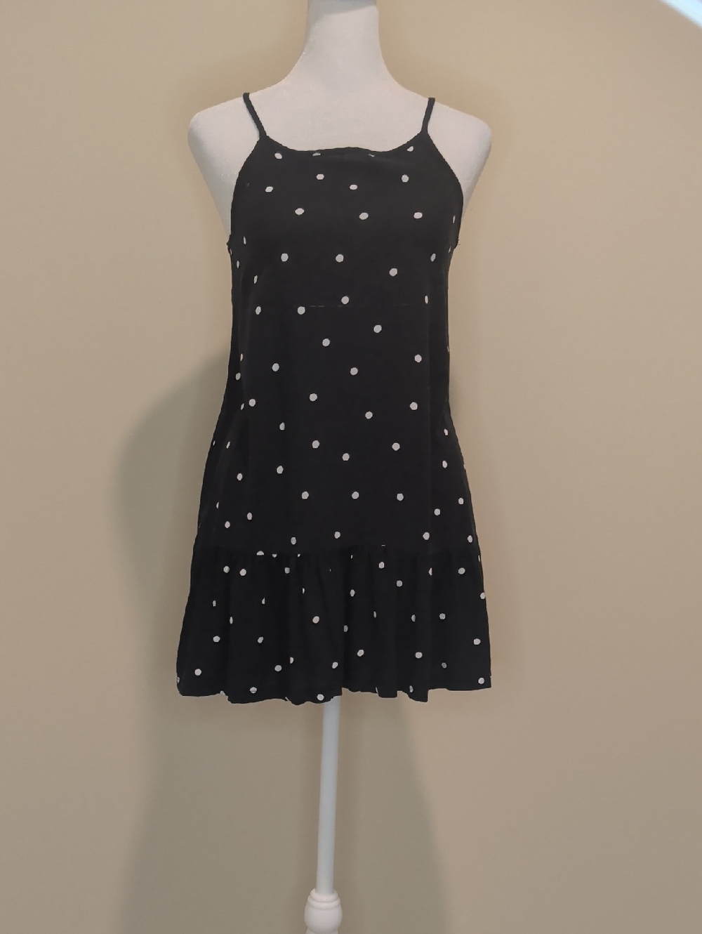 Old Navy Spaghetti Strap Black and White Polka Dot Dress